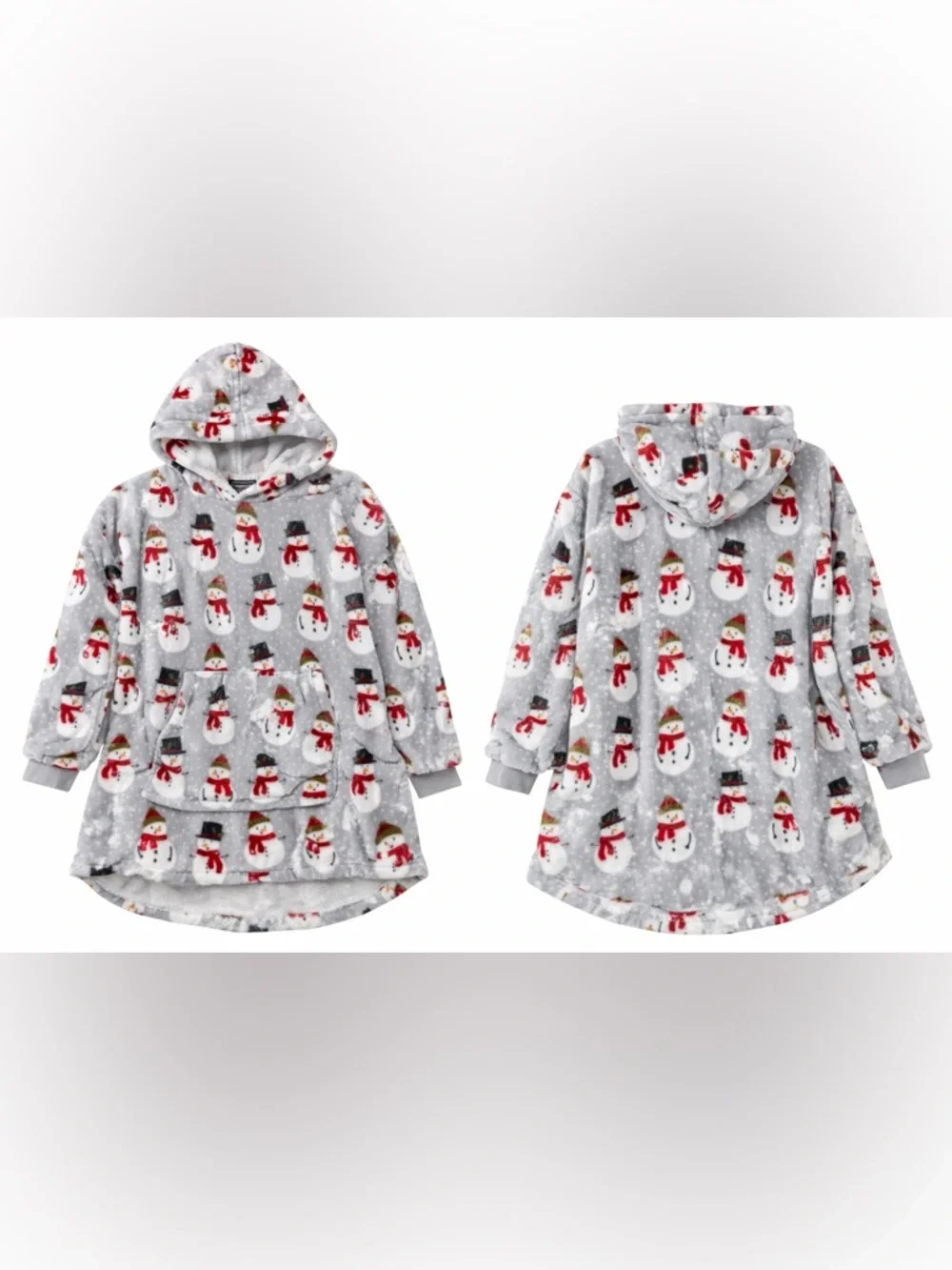 Throwzy Snowman Hoodie Blanket One Size Cozy Plush Oversized Winter Lounger NWOT - Picture 2 of 3